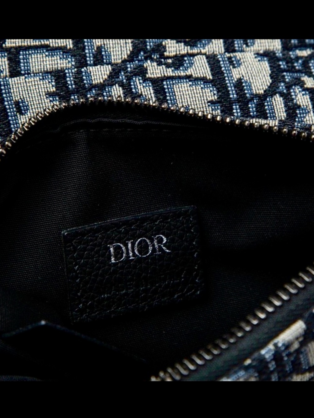 Dior Navy Blue Black Oblique Canvas Mini Saddle Convertible Crossbody Waist Bag - Picture 5 of 12